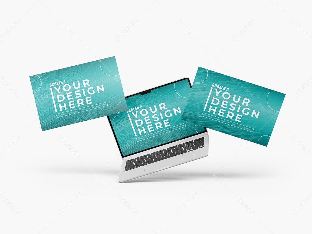 Notebook com Várias Telas Mockup PSD Editável