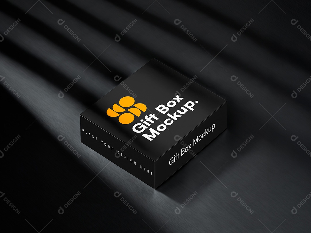 Caixa Fechada fundo Escuro Mockup PSD Editável