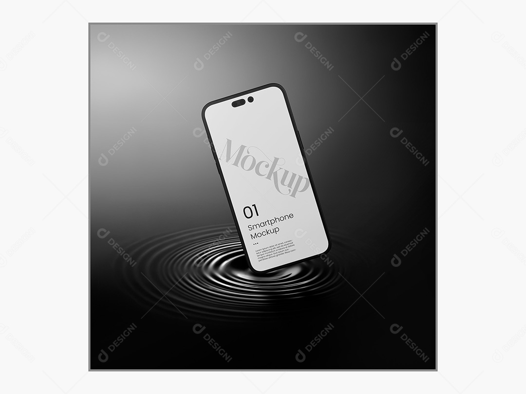 Celular na Água Mockup PSD Editável