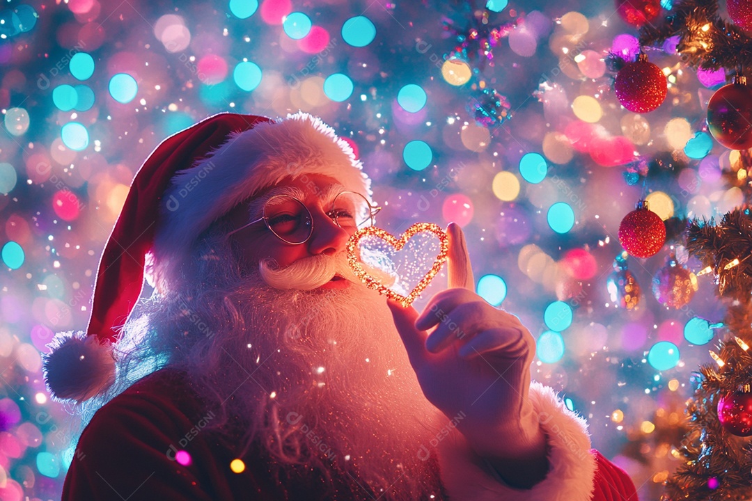 Papai noel com coração de pedrinhas