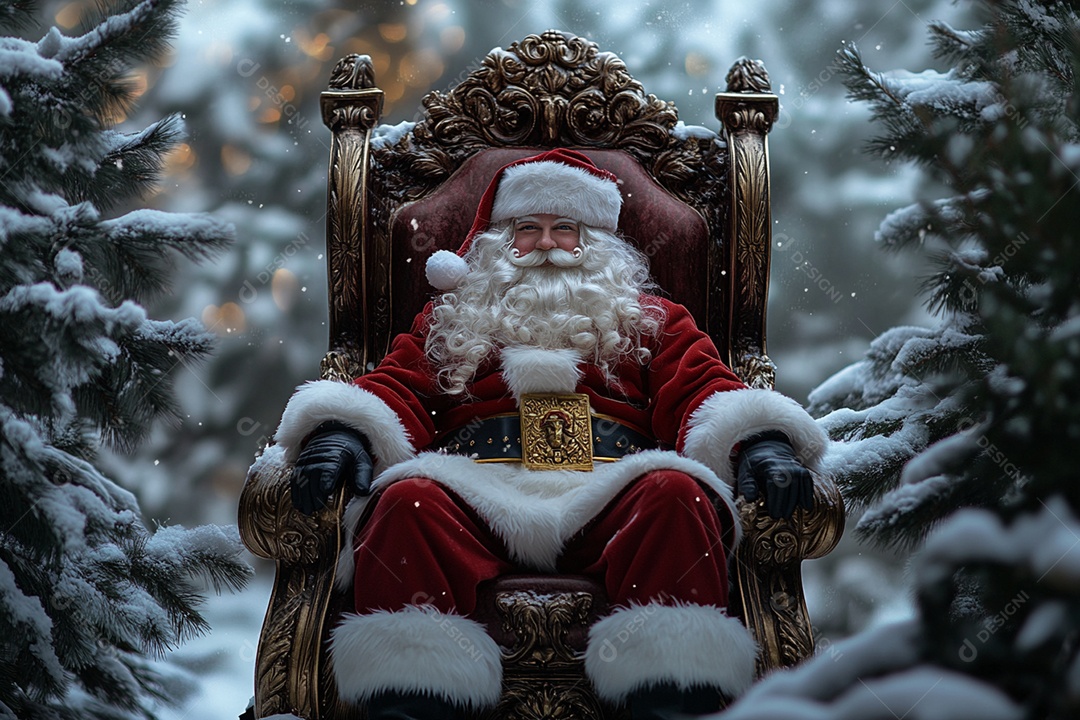 O bom velhinho sentando em uma poltrona