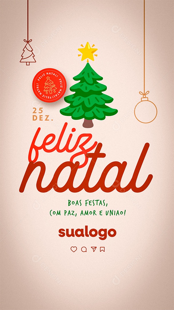 Story Feliz Natal 25 de Dezembro Social Media PSD Editável