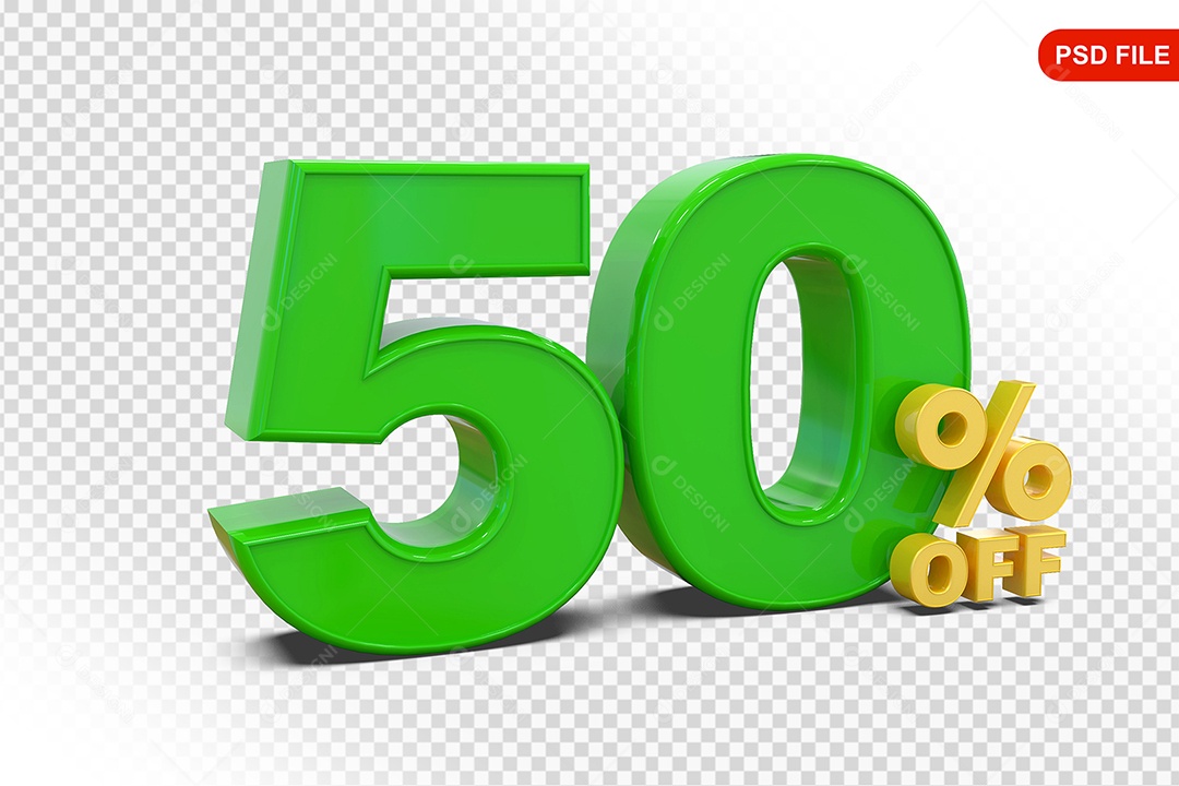 Desconto 50% Colorido Elemento 3D Para Composição PSD