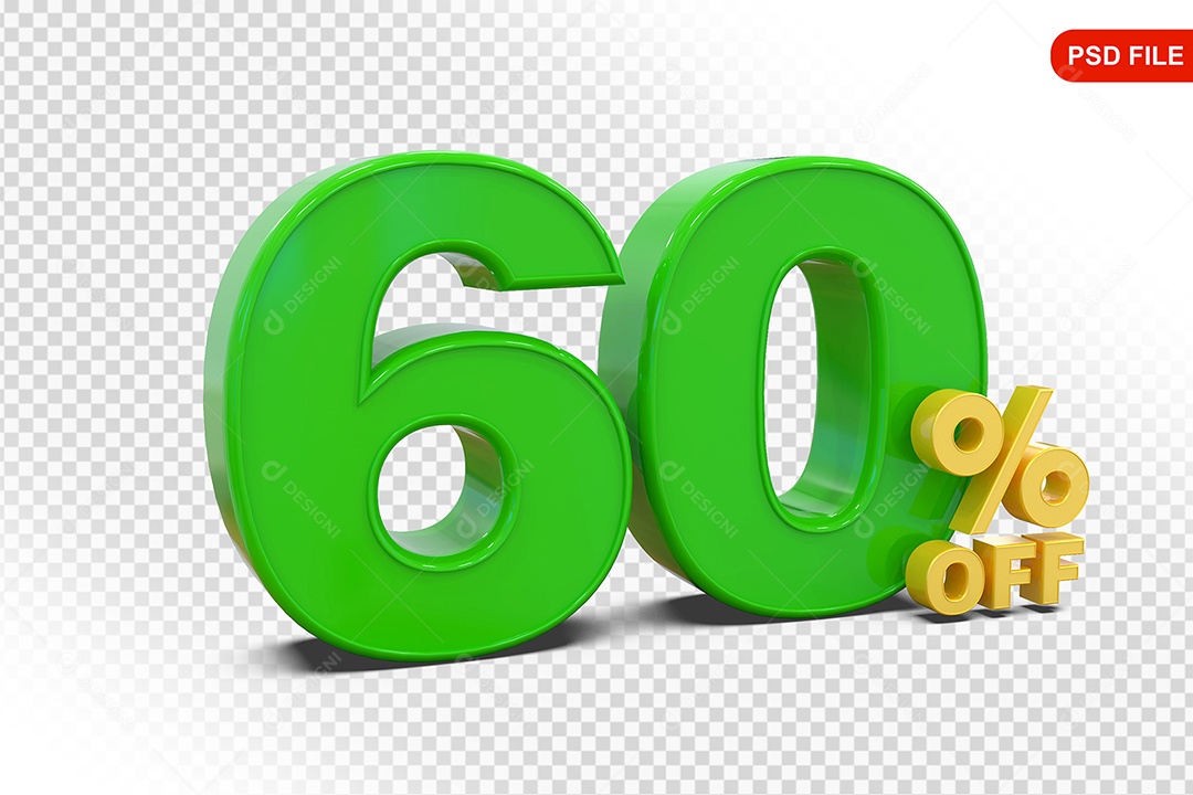 Desconto 60% Colorido Elemento 3D Para Composição PSD