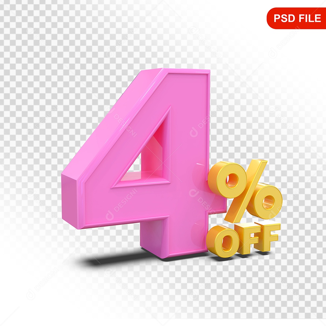 Desconto 4% Colorido Elemento 3D Para Composição PSD