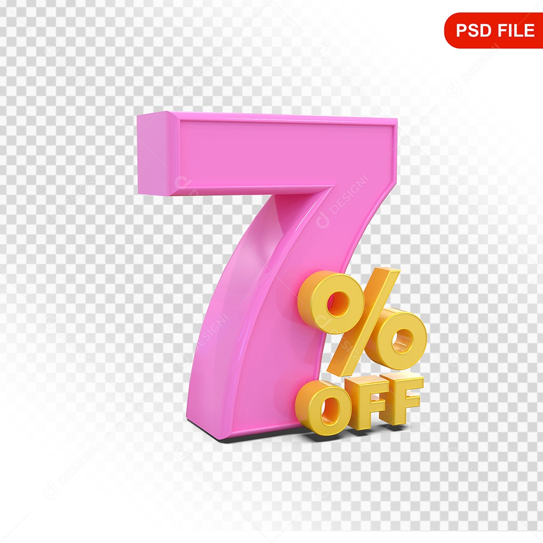 Desconto 7% Colorido Elemento 3D Para Composição PSD