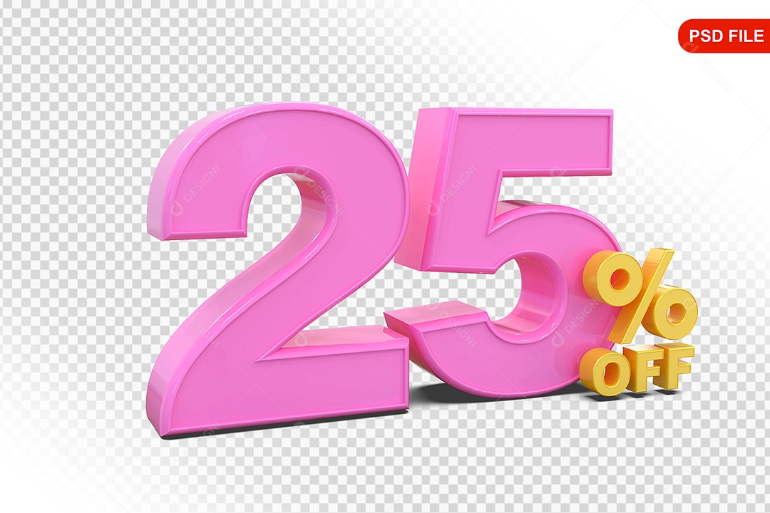 Desconto 25% Colorido Elemento 3D Para Composição PSD