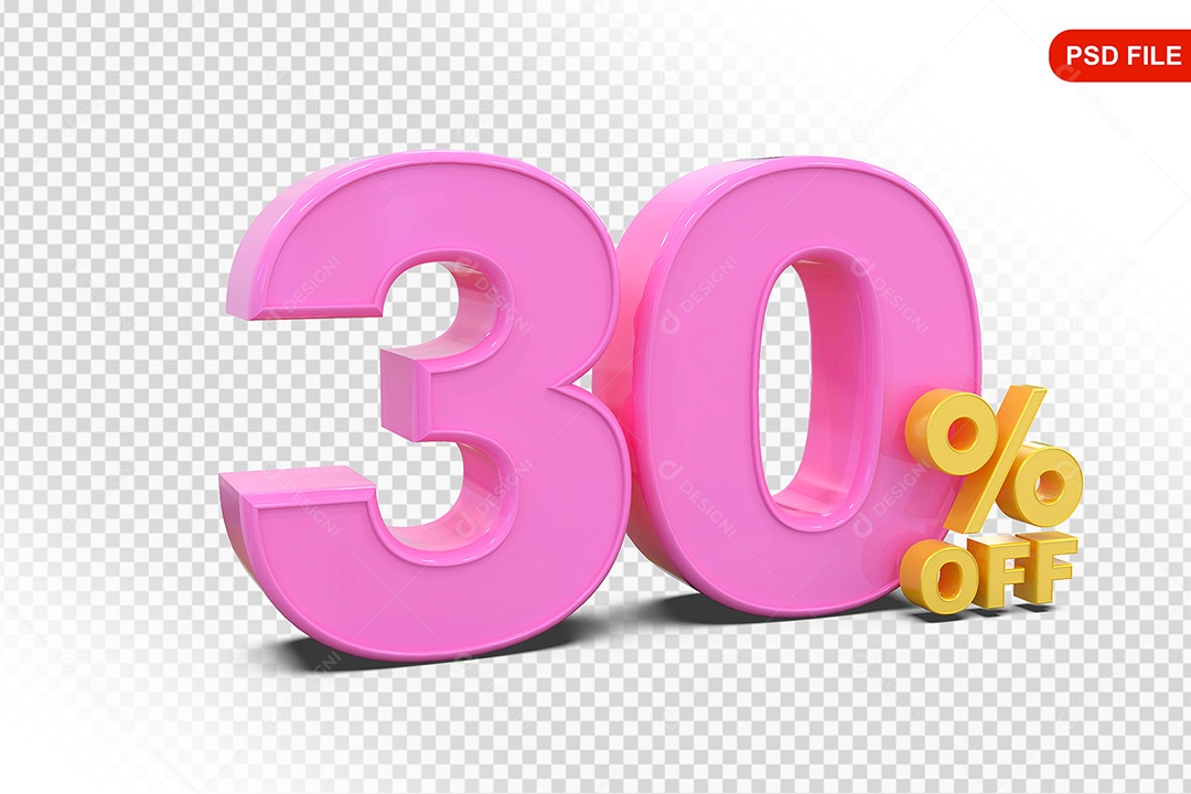 Desconto 30% Colorido Elemento 3D Para Composição PSD