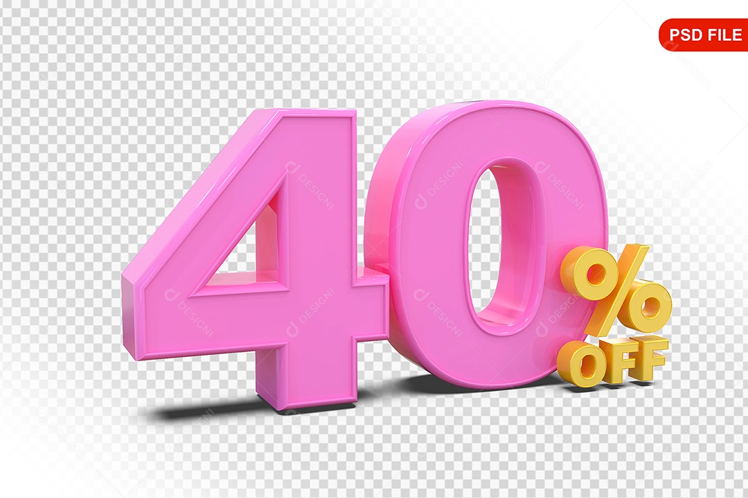Desconto 40% Colorido Elemento 3D Para Composição PSD