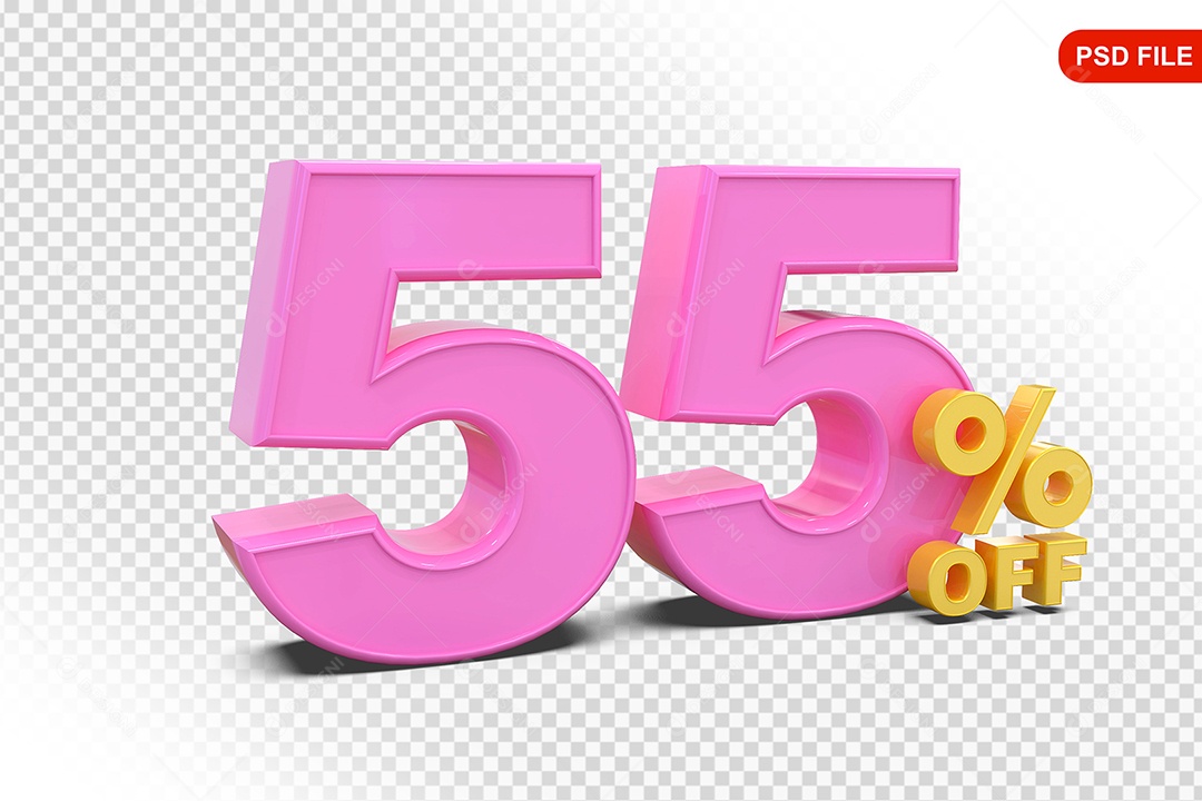 Desconto 55% Colorido Elemento 3D Para Composição PSD