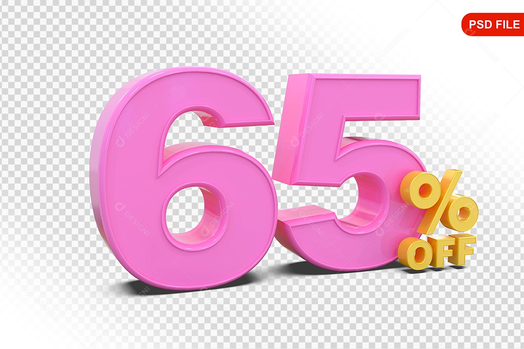 Desconto 65% Colorido Elemento 3D Para Composição PSD