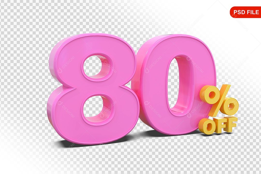 Desconto 80% Colorido Elemento 3D Para Composição PSD
