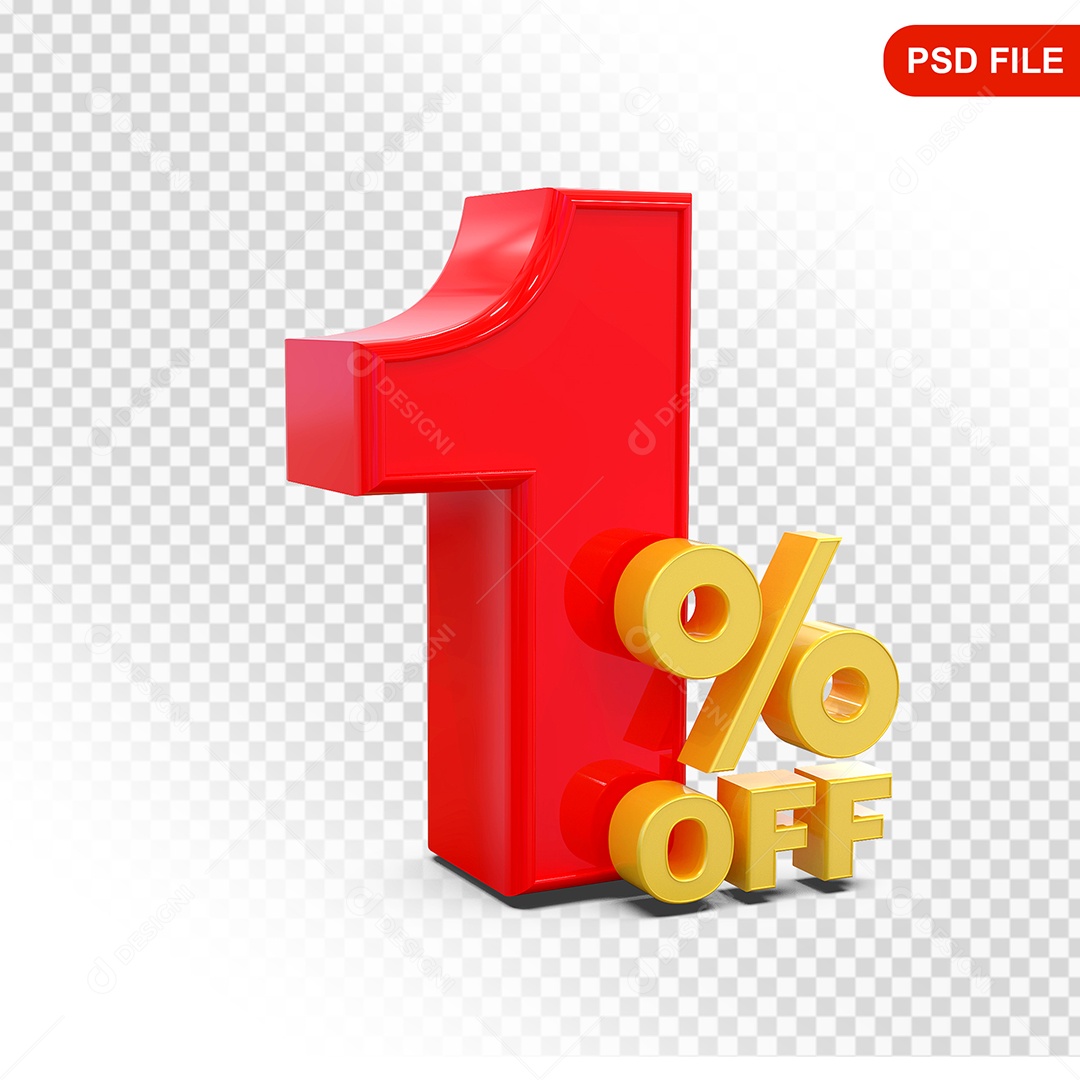 Desconto 1% Colorido Elemento 3D Para Composição PSD