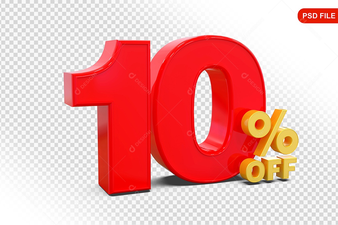 Desconto 10% Colorido Elemento 3D Para Composição PSD