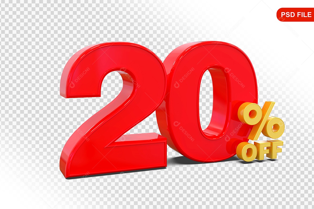 Desconto 20% Colorido Elemento 3D Para Composição PSD