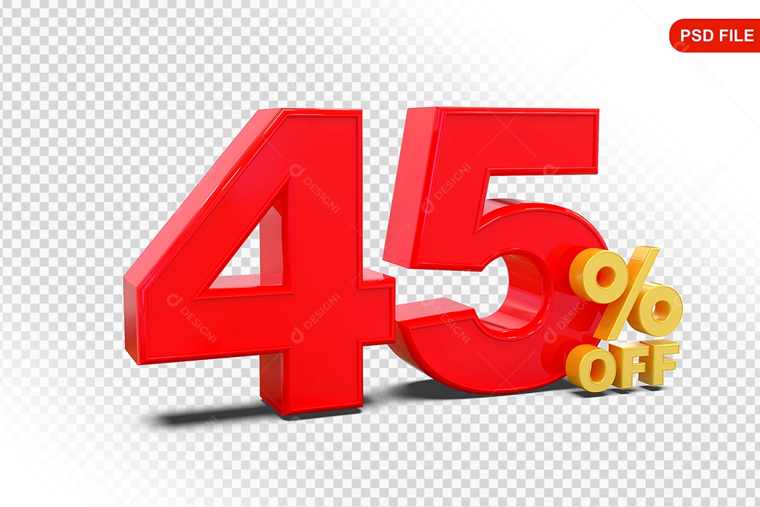 Desconto 45% Colorido Elemento 3D Para Composição PSD