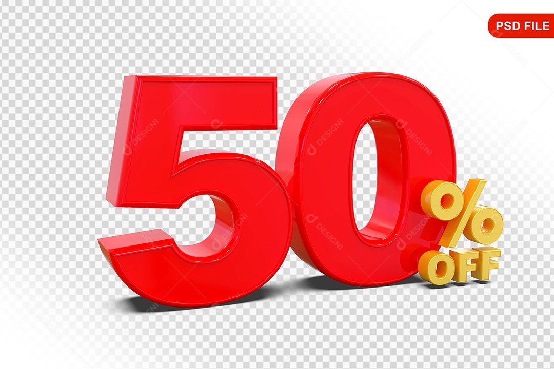 Desconto 50% Colorido Elemento 3D Para Composição PSD