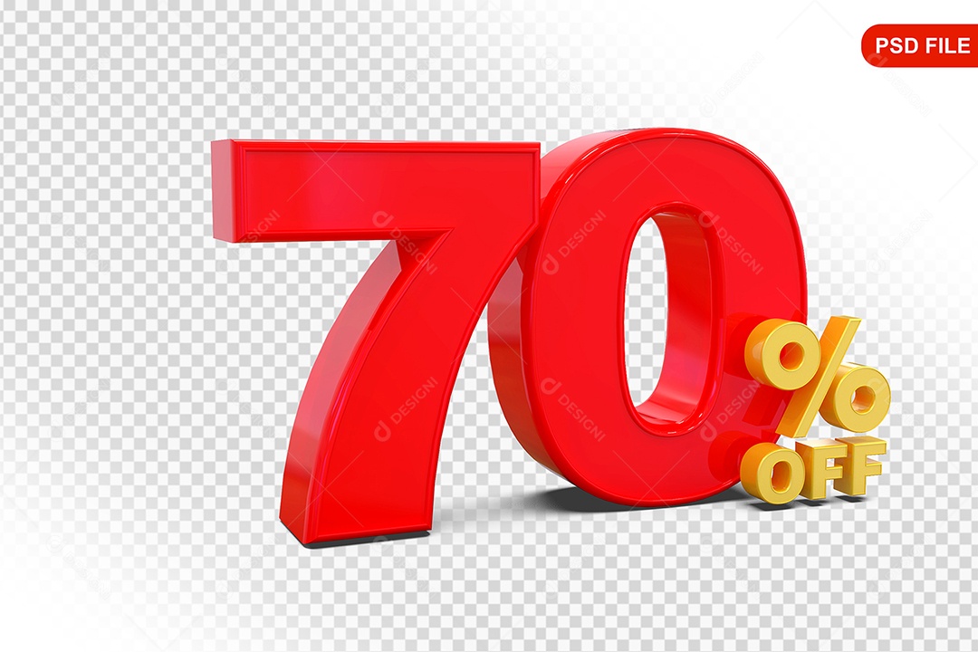 Desconto 70% Colorido Elemento 3D Para Composição PSD