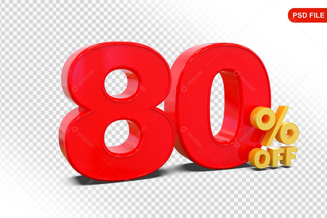 Desconto 80% Colorido Elemento 3D Para Composição PSD