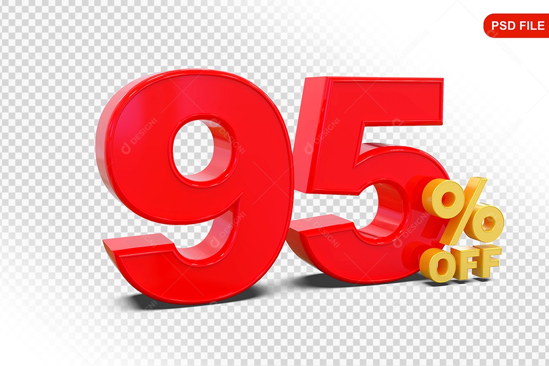 Desconto 95% Colorido Elemento 3D Para Composição PSD