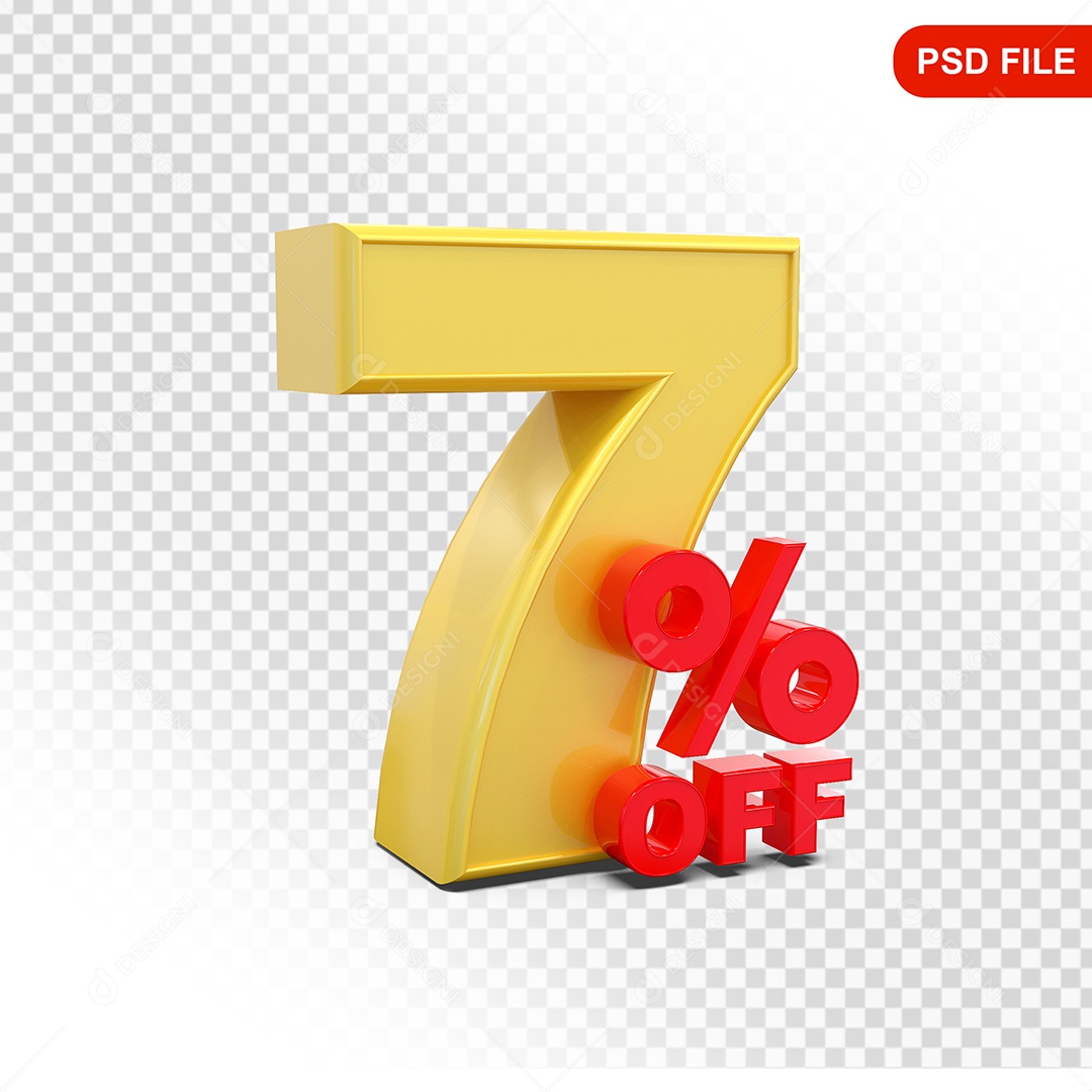 Desconto 7% Colorido Elemento 3D Para Composição PSD