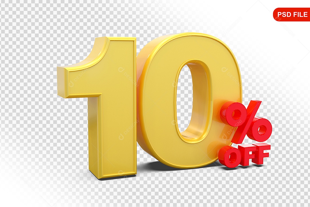 Desconto 10% Colorido Elemento 3D Para Composição PSD