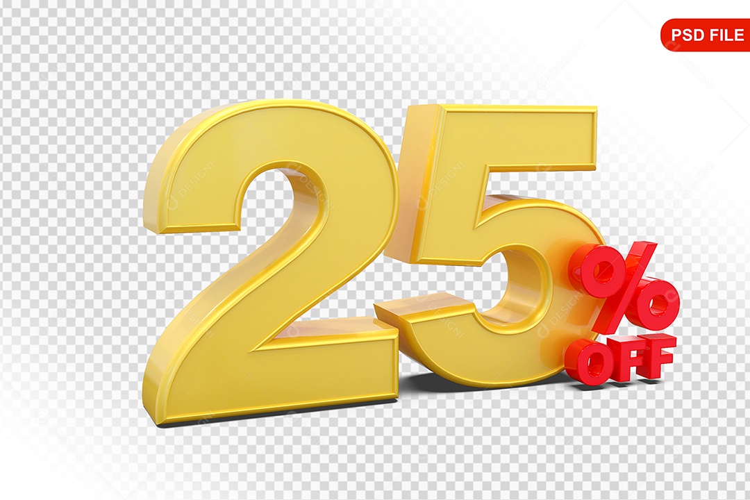 Desconto 25% Colorido Elemento 3D Para Composição PSD