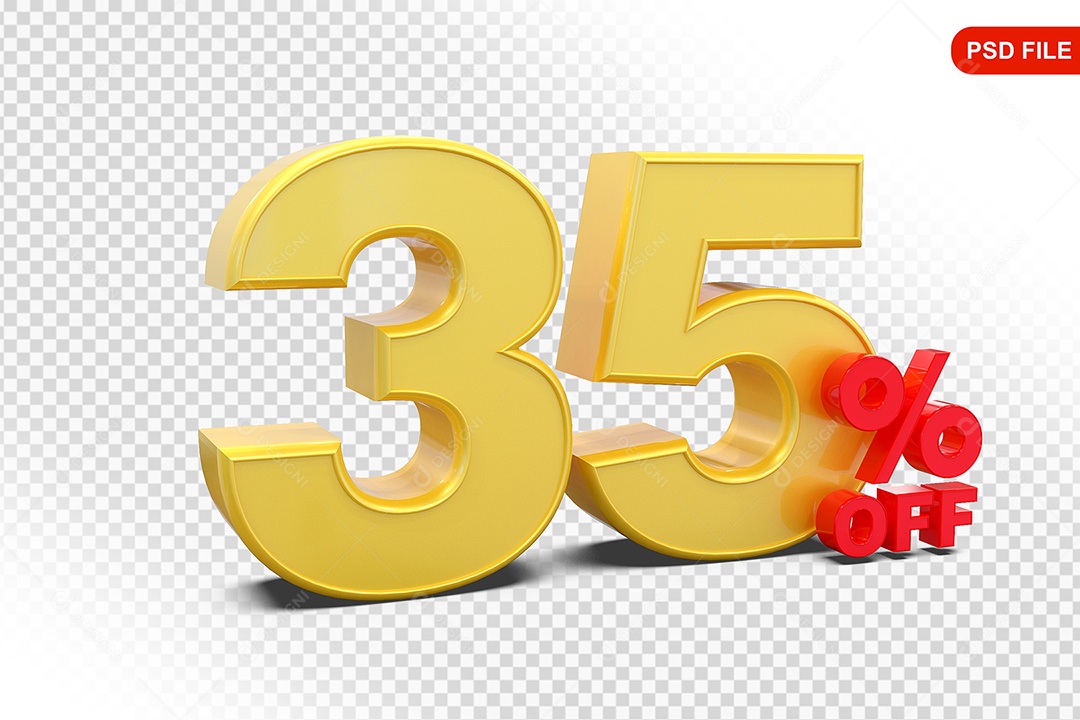 Desconto 35% Colorido Elemento 3D Para Composição PSD