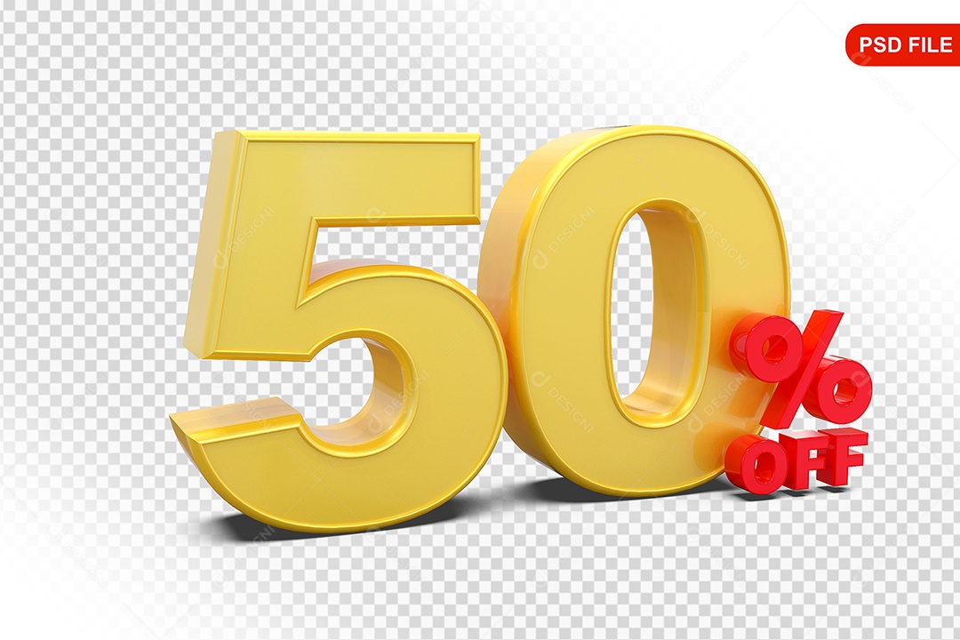 Desconto 50% Colorido Elemento 3D Para Composição PSD