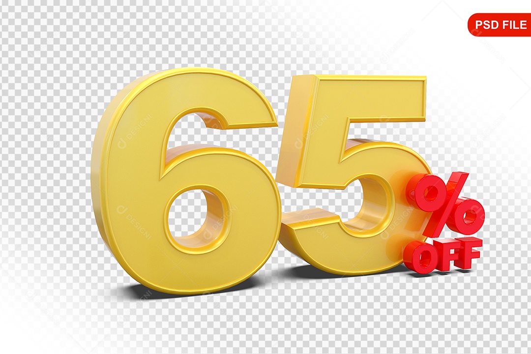Desconto 65% Colorido Elemento 3D Para Composição PSD