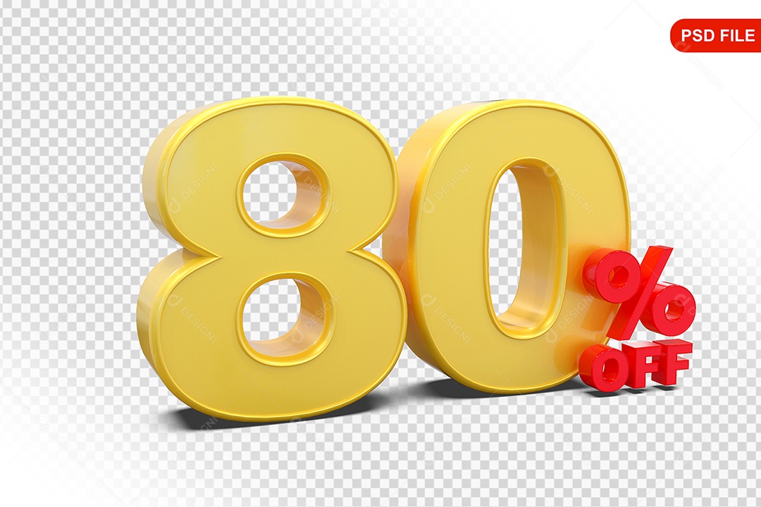 Desconto 80% Colorido Elemento 3D Para Composição PSD