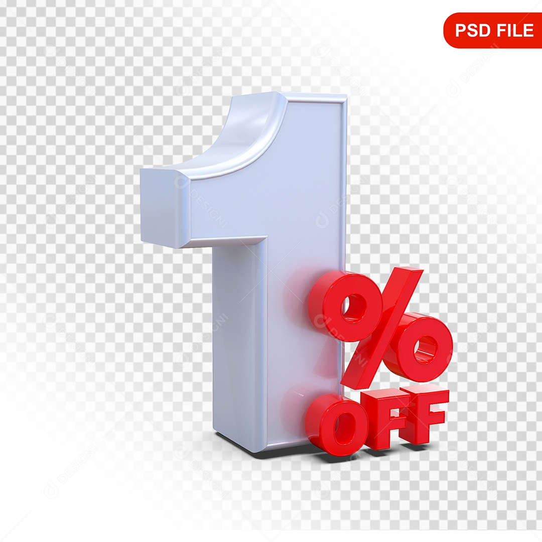 Desconto 1% Colorido Elemento 3D Para Composição PSD