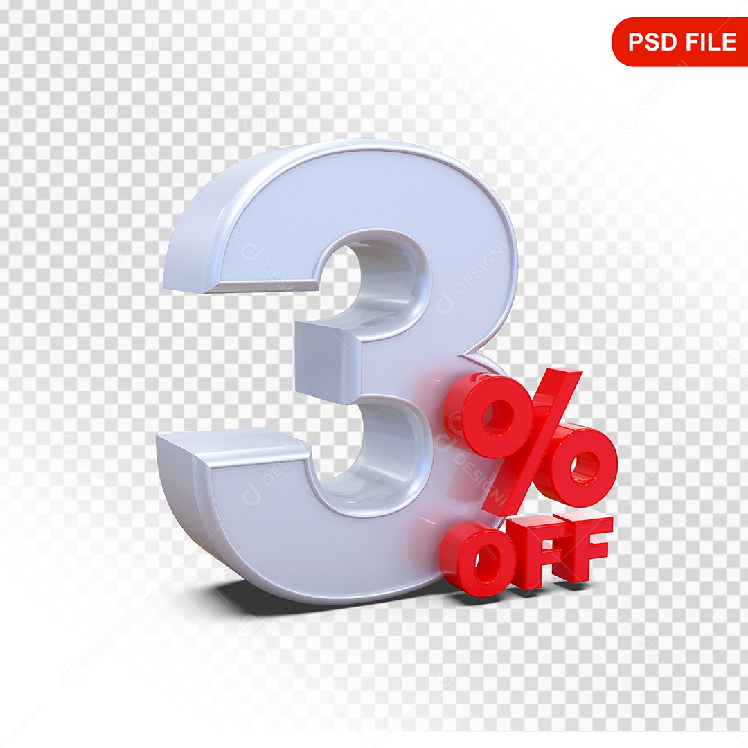 Desconto 3% Colorido Elemento 3D Para Composição PSD