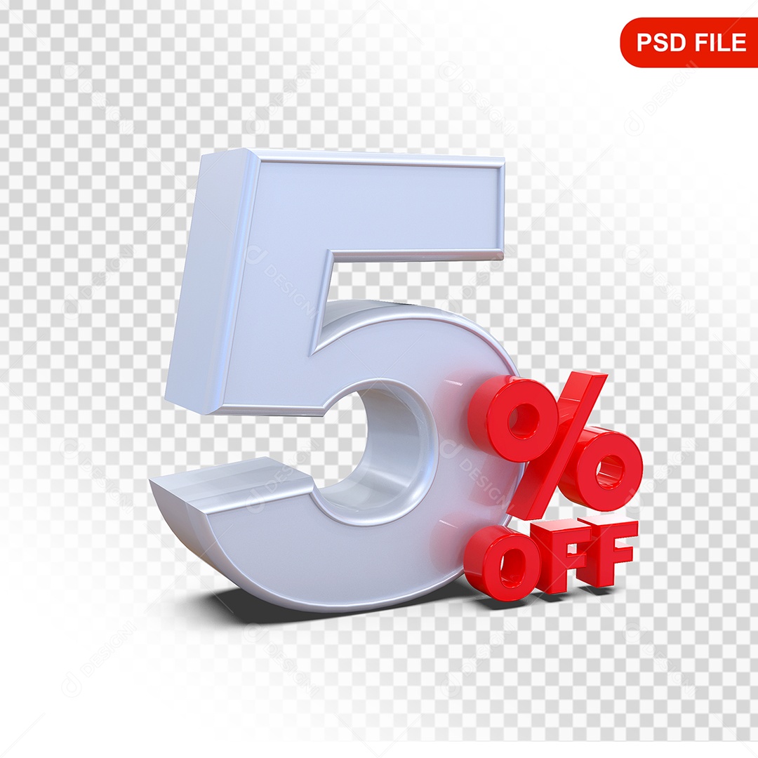 Desconto 5% Colorido Elemento 3D Para Composição PSD
