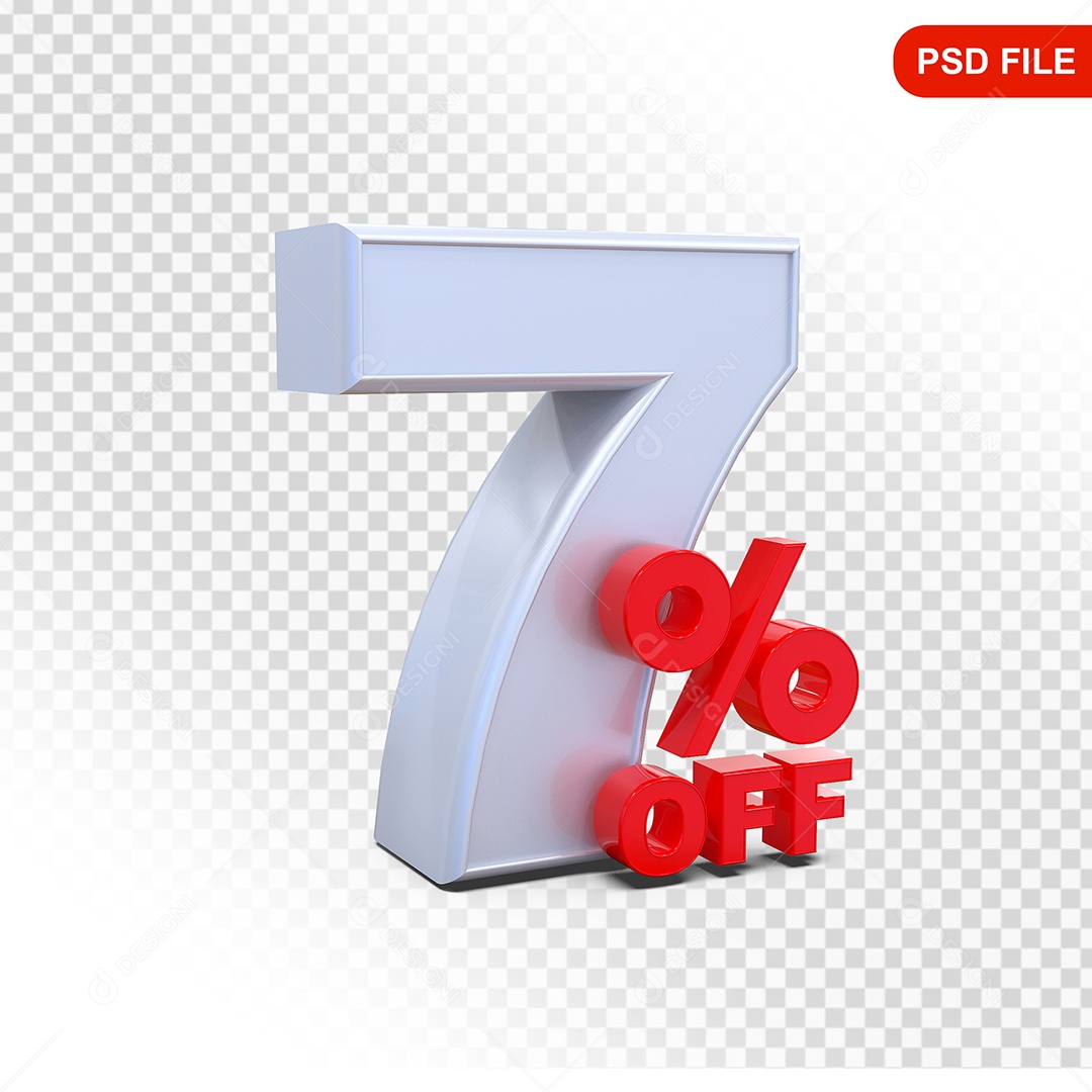 Desconto 7% Colorido Elemento 3D Para Composição PSD