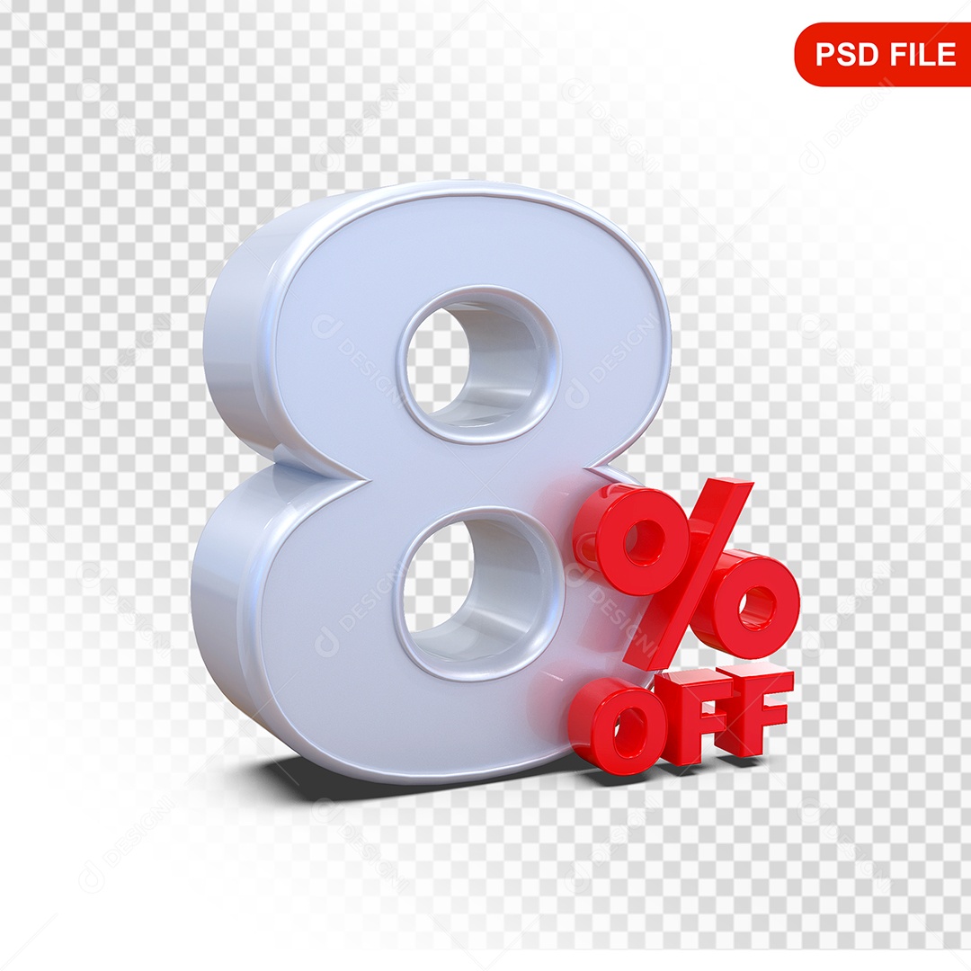 Desconto 8% Colorido Elemento 3D Para Composição PSD