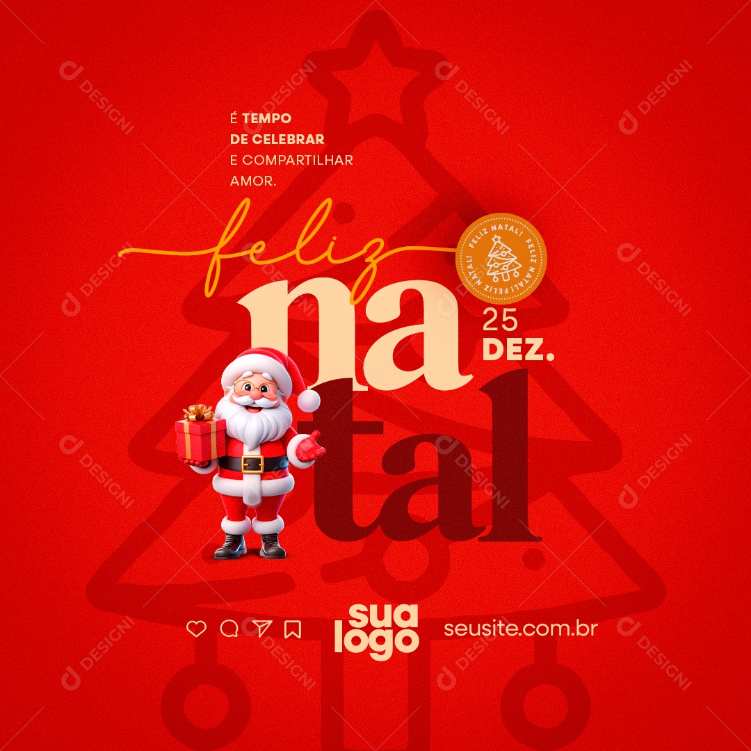 Feliz Natal 25 de Dezembro Social Media PSD Editável