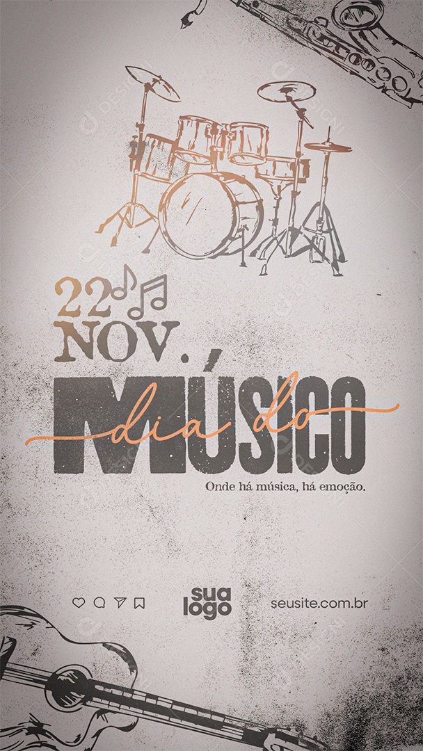 Story Dia do Músico 22 de Novembro Social Media PSD Editável