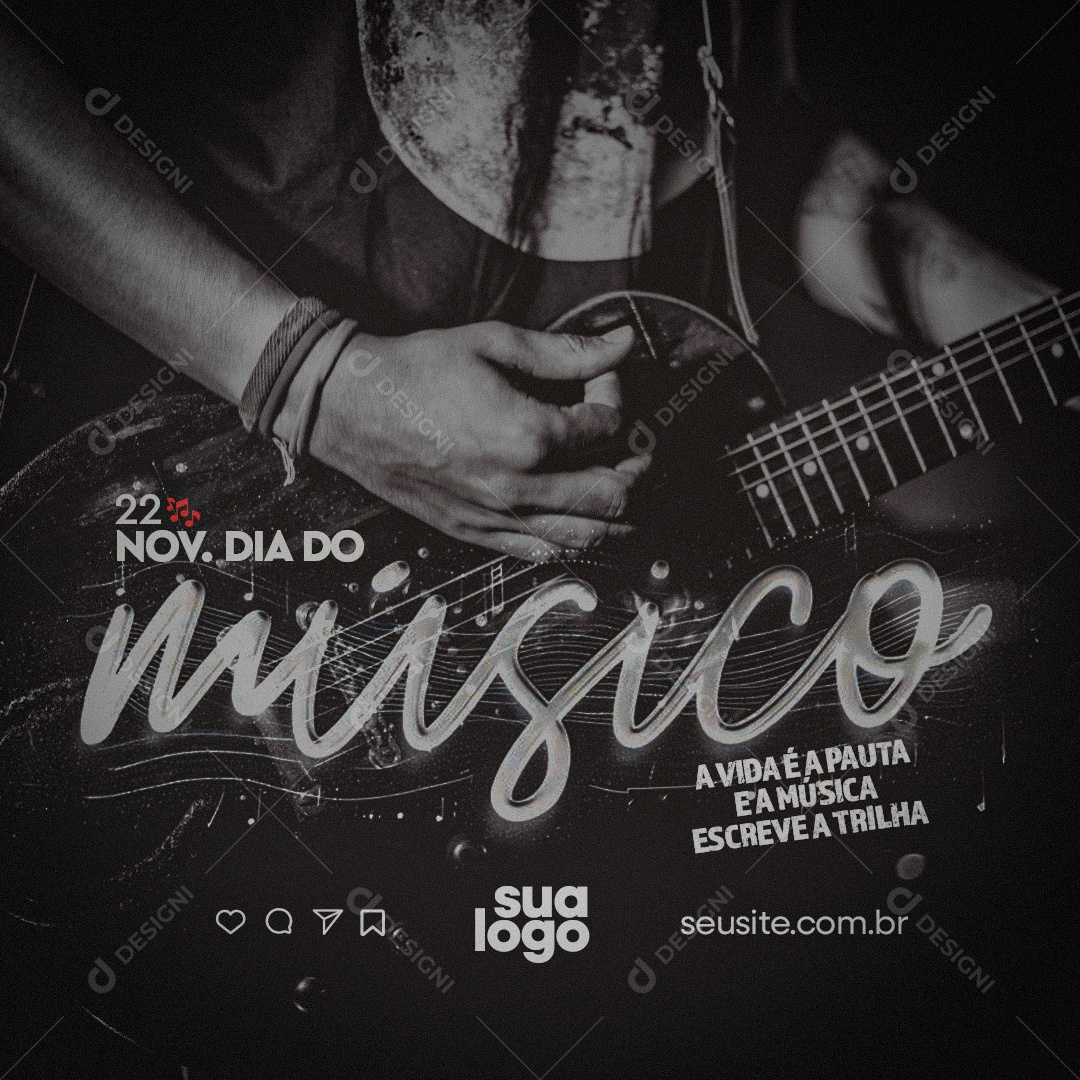 Dia do Músico 22 de Novembro Social Media PSD Editável