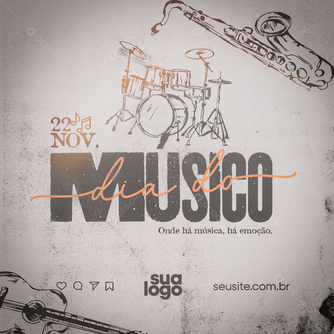 Dia do Músico 22 de Novembro Social Media PSD Editável