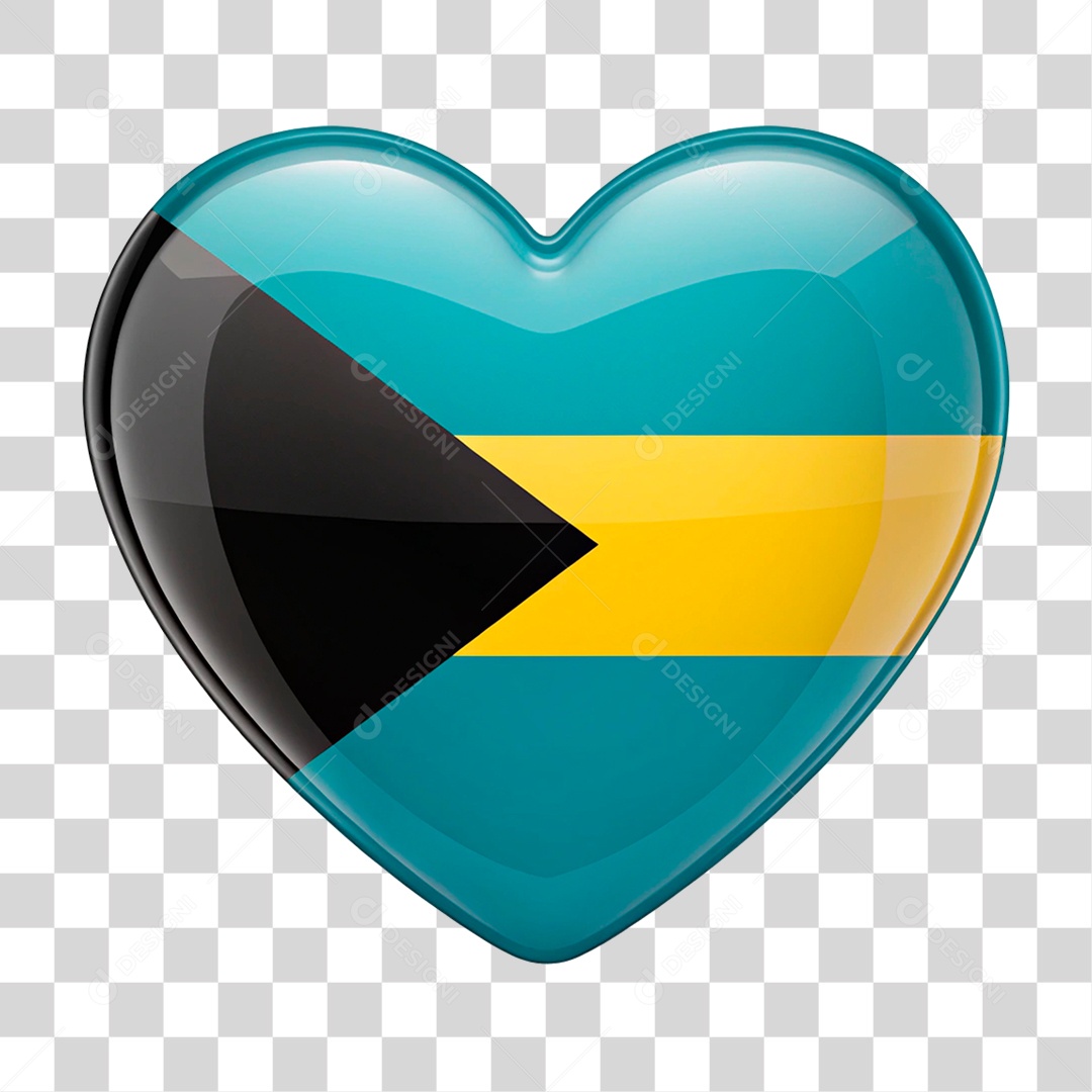 Coração na Cores Bandeira de Bahamas PNG Transparente