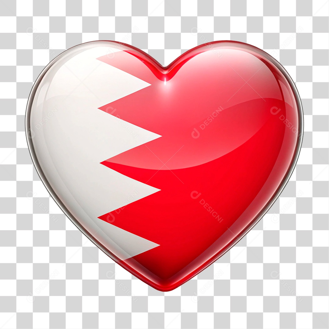 Coração na Cores da Bandeira do Bahrein PNG Transparente