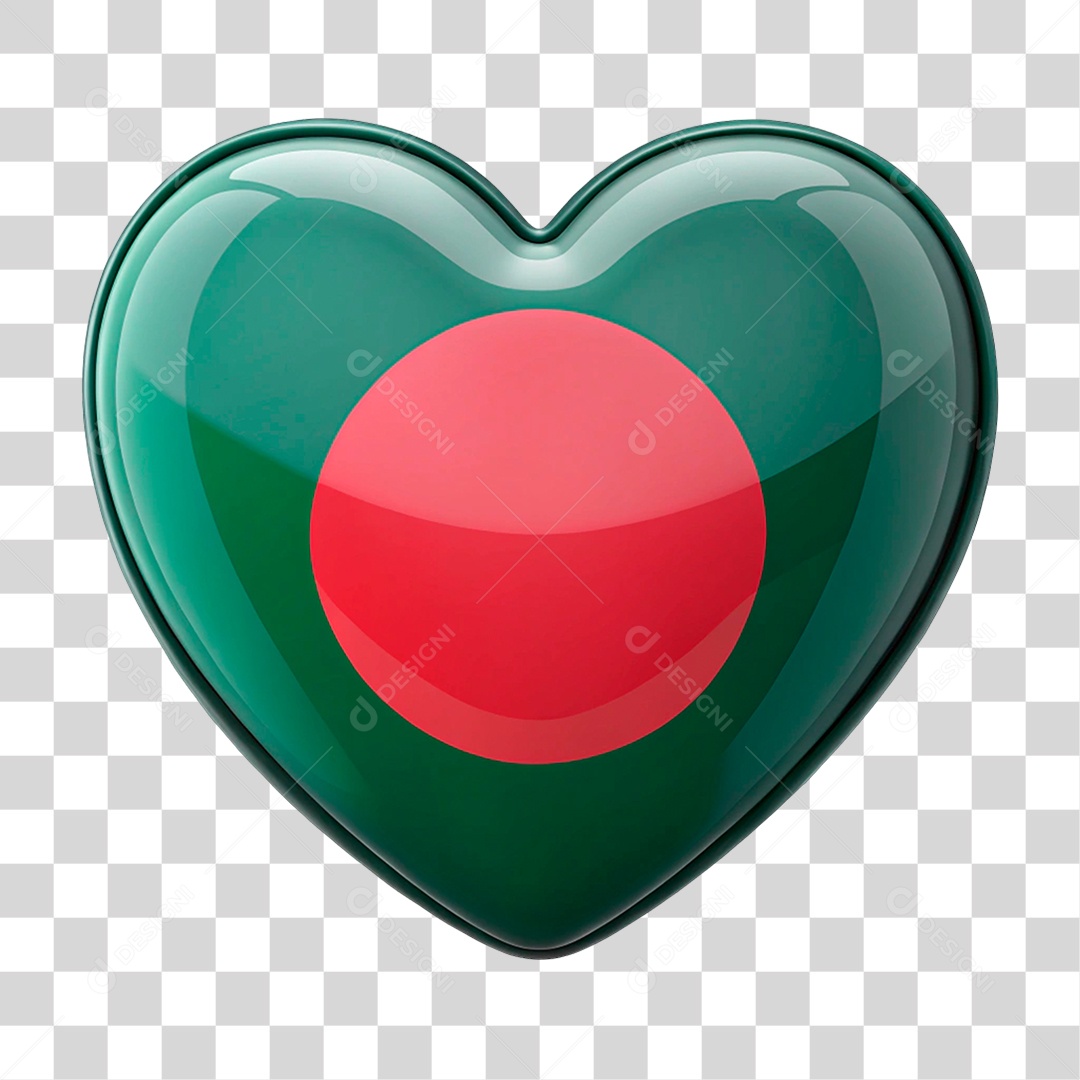 Coração com a Bandeira do Bangladesh PNG Transparente