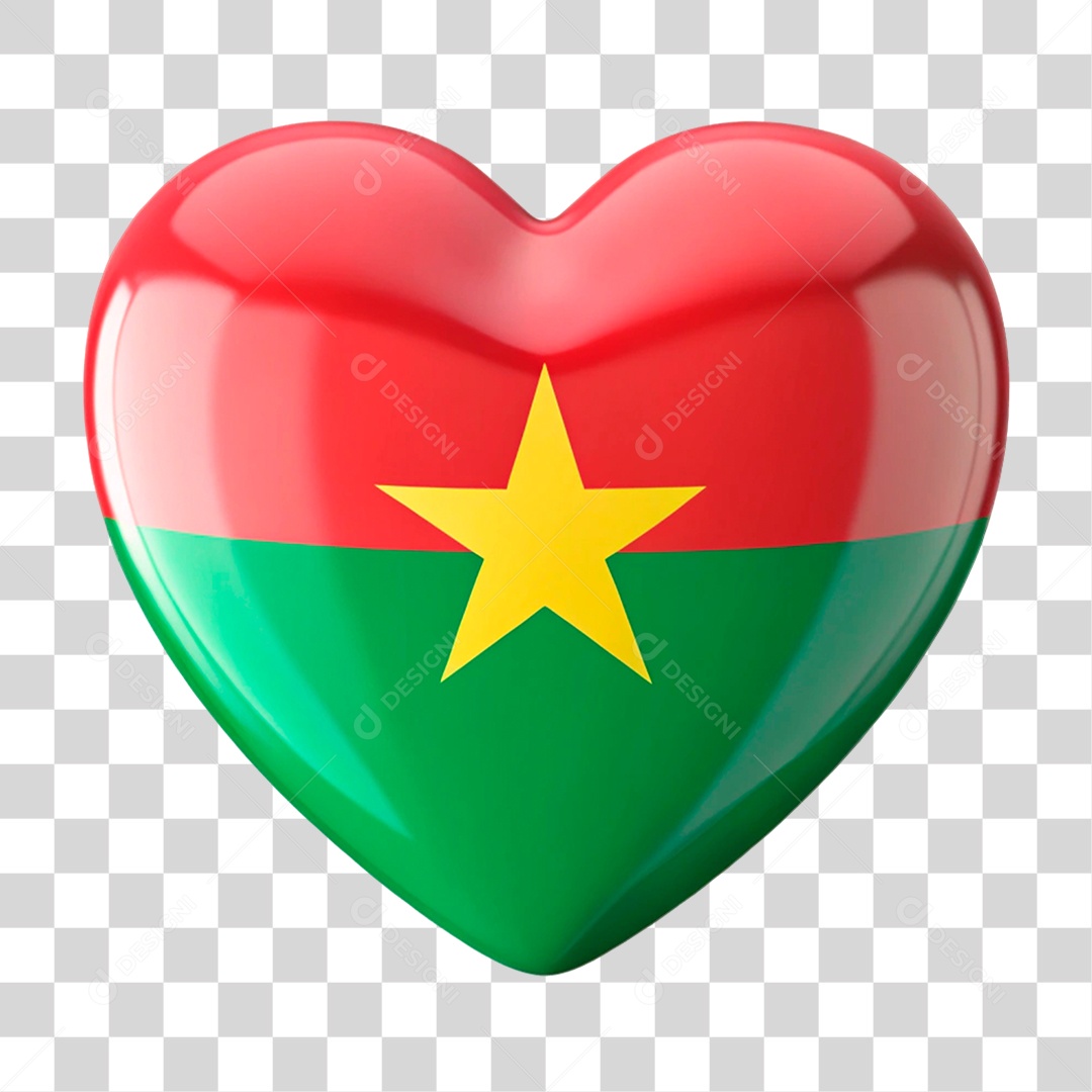 Coração Nas Cores Bandeira de Burkina Faso PNG Transparente