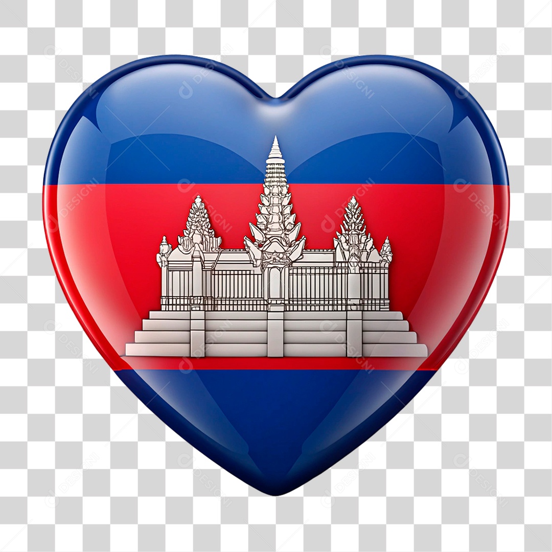 Coração Nas Cores da Bandeira do Camboja PNG Transparente