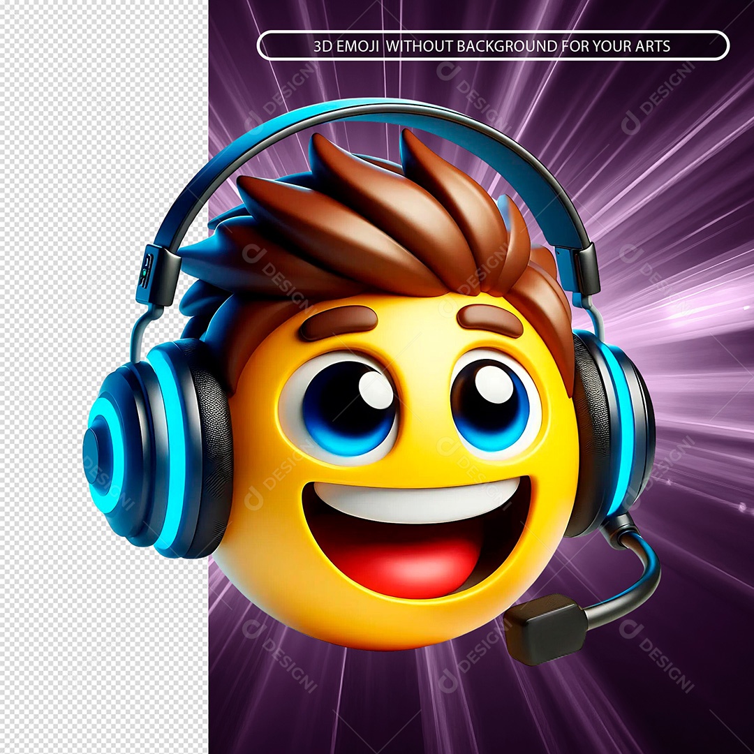 Elemento 3D Emoji Locutor Sorridente para Composição PSD