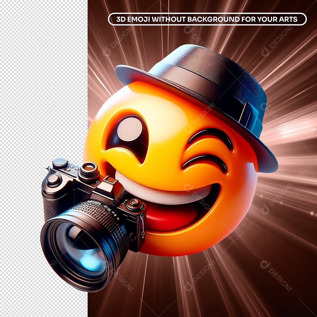 Elemento 3D Emoji Fotógrafo Com Câmera para Composição PSD