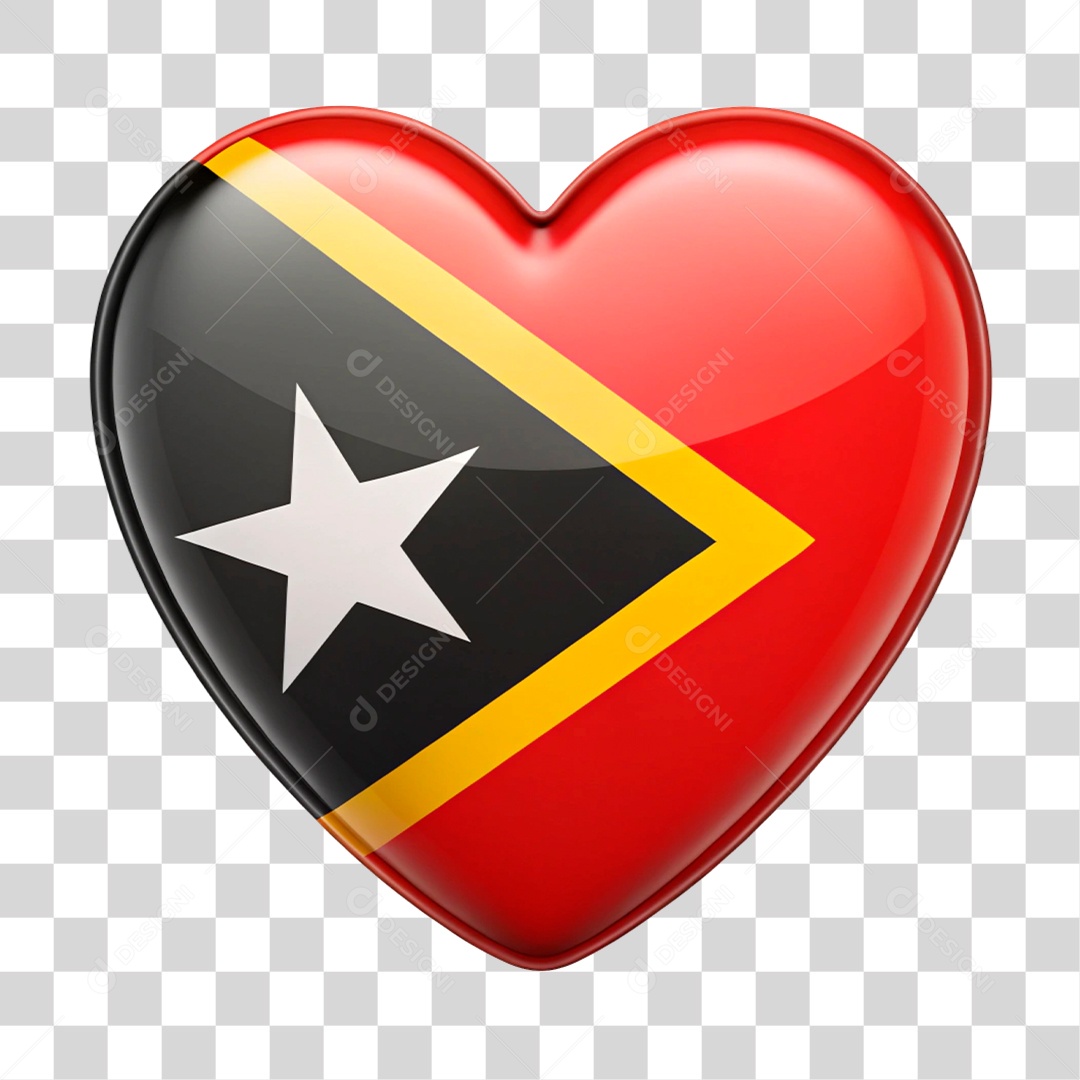 Coração com as Cores Bandeira de Timor-Leste PNG Transparente