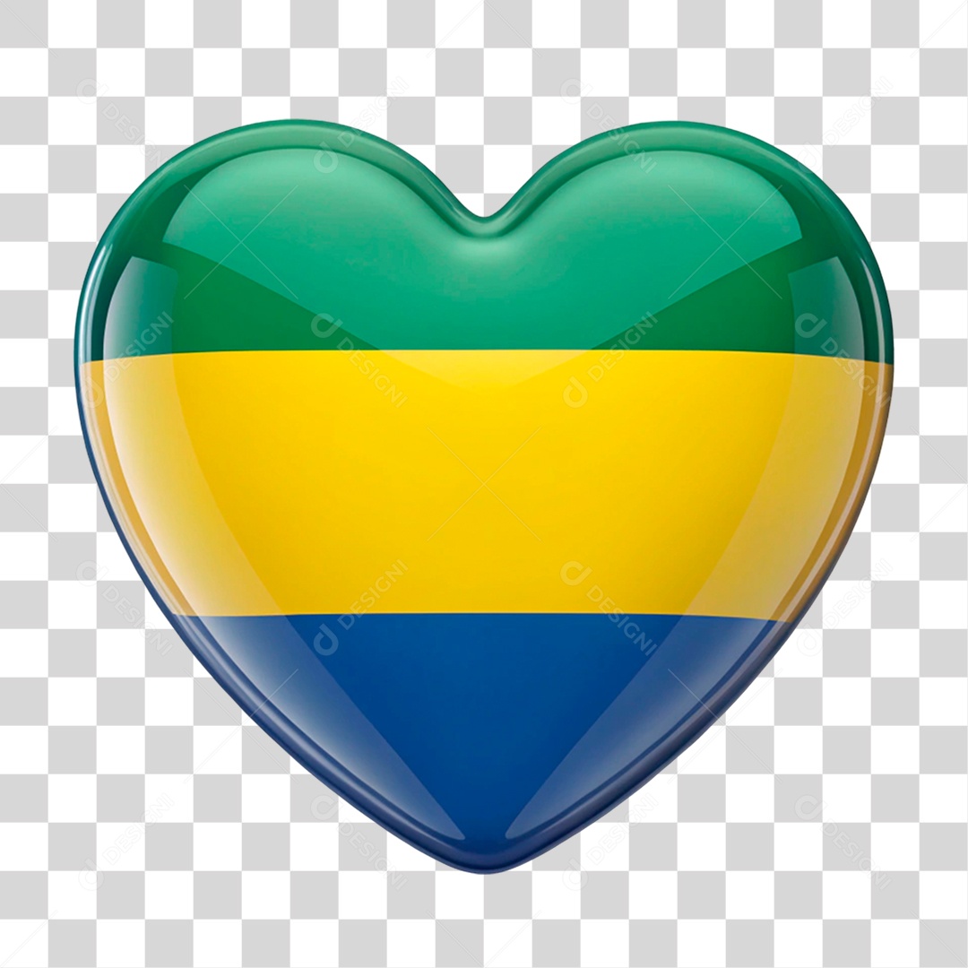 Coração nas Cores da Bandeira do Gabão PNG Transparente