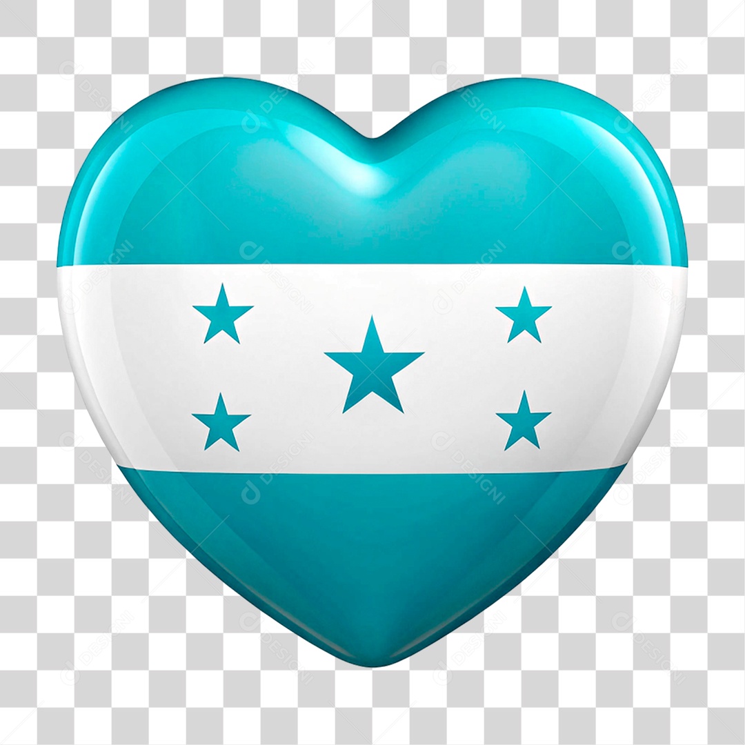 Coração nas Cores da Bandeira de Honduras PNG Transparente